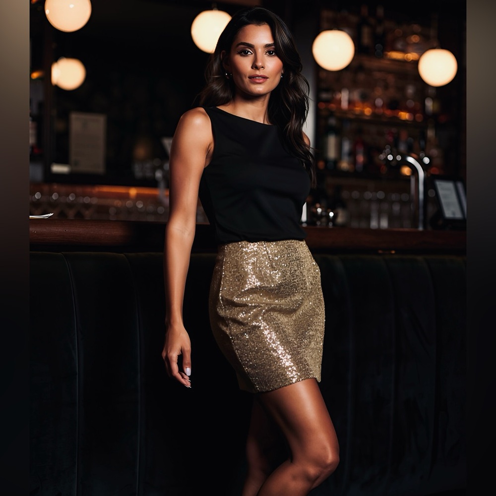 Caché Women’s Gold Sequin Skirt - New (Worn Once), Size 0